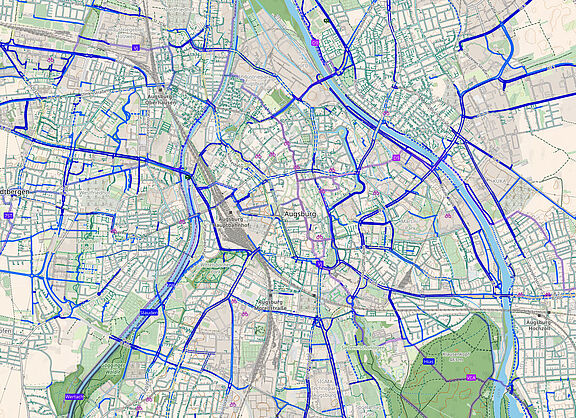 Fahrradstadtplan Augsburg www.cyclosm.org