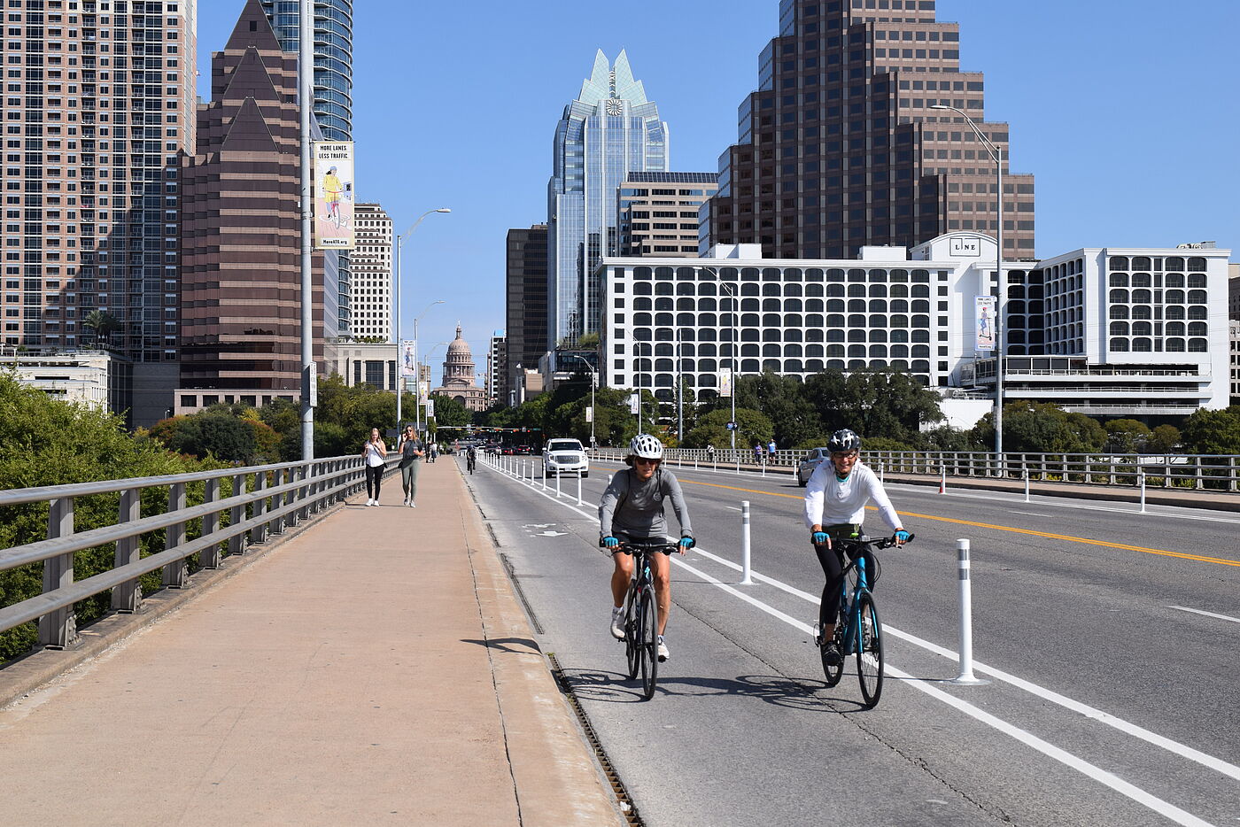 Geschützter Radfahrstreifen in Austin/Texas